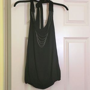 Sz Small black Guess halter top with chain embellishments. Great condition!